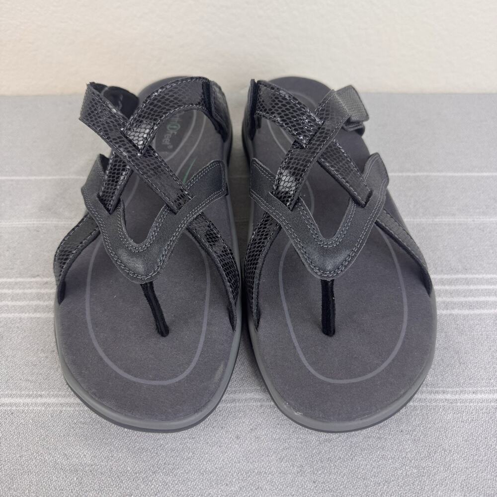OrthoFeet Clio 976 Sandals Orthopedic Comfort Flip Flop Snake Black 8.5D Wide - Picture 7 of 12